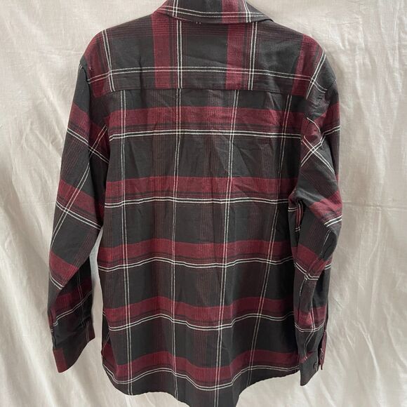 Yago Mens Flannel Shirt LS Red Black Large Button Up - Picture 4 of 7